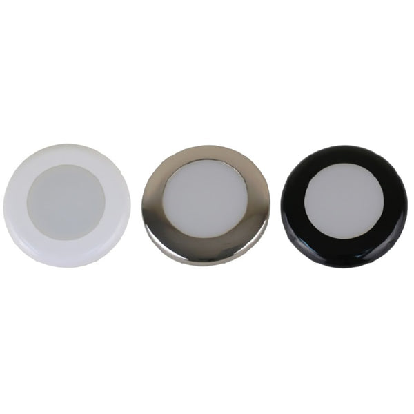 Scandvik A3C Downlight Kit - Cool White w/SS, White,  Black Trim Rings [41291P] - Image 1