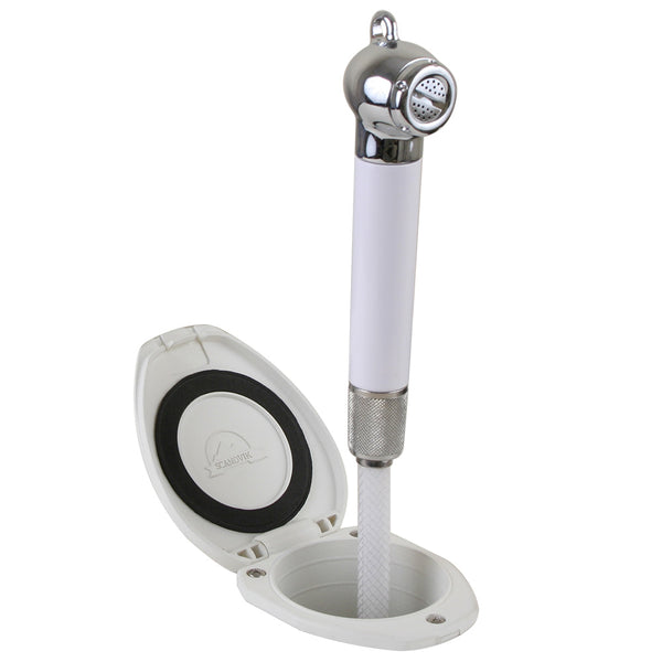 Scandvik Recessed Shower w/6 White Hose - Push-Button [12106P] - Image 1