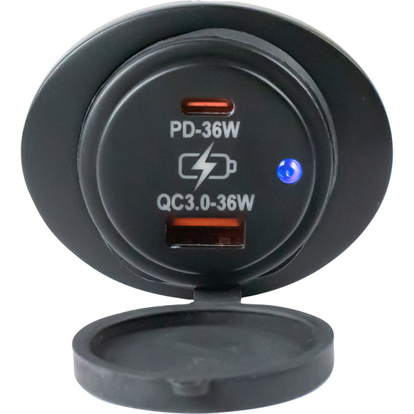 Sea-Dog Oval Surface Mount USB 3.0  USB-C Power Socket [426535-1] - Image 2