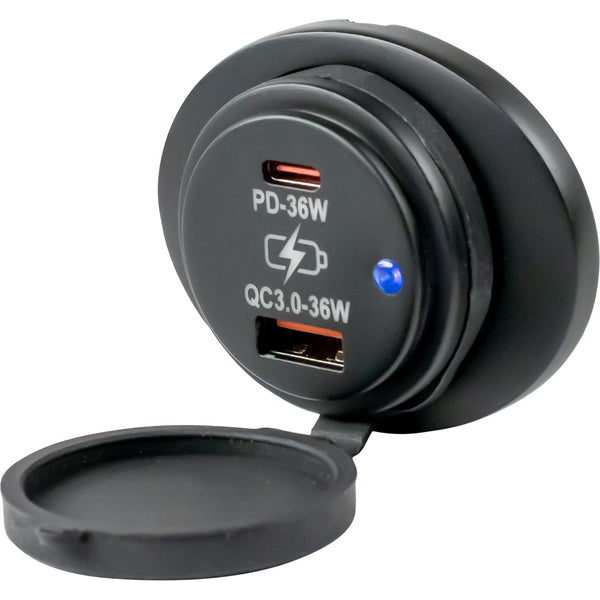 Sea-Dog Oval Surface Mount USB 3.0  USB-C Power Socket [426535-1] - Image 1