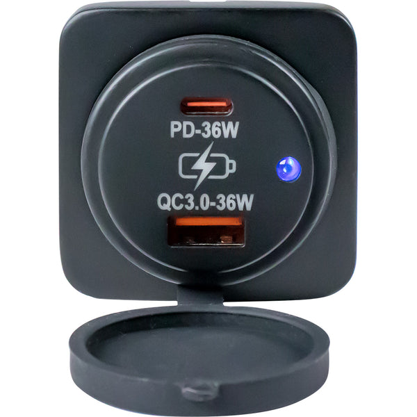 Sea-Dog USB A / USB C Square Surface Mount Power Socket [426531-1] - Image 2