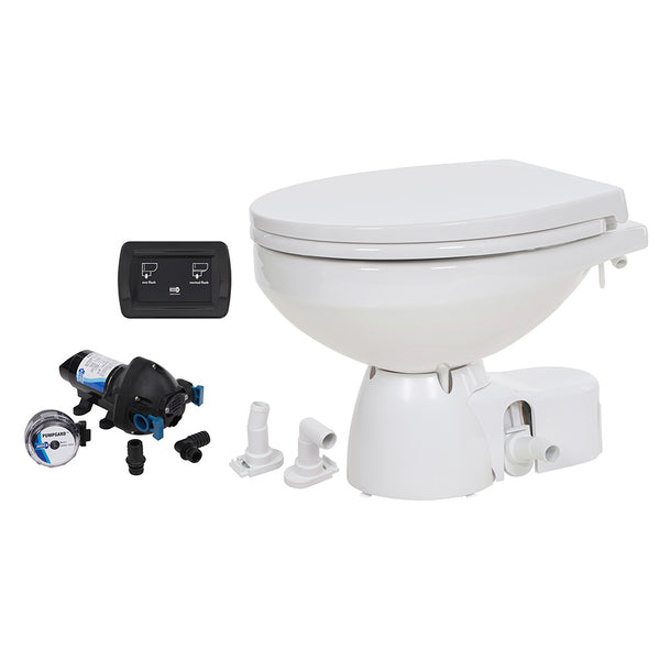 Jabsco Quiet Flush E2 Raw Water Toilet Regular Bowl - 24V  Soft Close Lid [38245-4194RSP] - Image 1