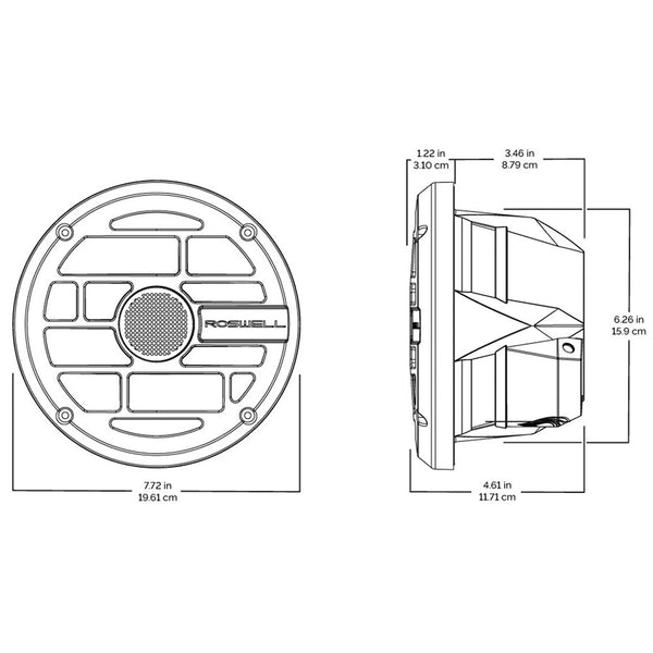 Roswell R Series 7.7 Marine Speakers - Anthracite Grille - 80W RMS  160W Peak Power [C920-1912] - Image 3