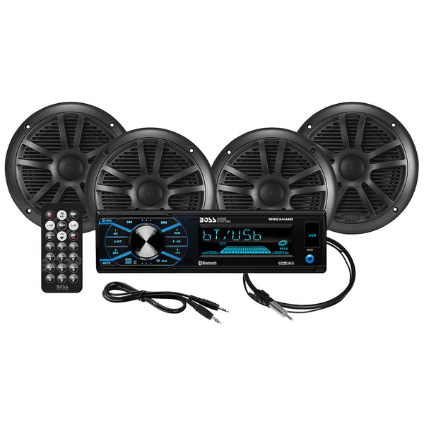 Boss Audio MCBK634B.64 Kit w/MR634UAB, 4 MR6B Speakers,  MRANT10 Antenna [MCBK634B.64] - Image 1