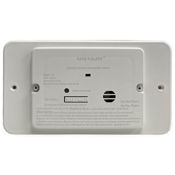 Safe-T-Alert 62 Series Marine Carbon Monoxide - Flush Mount - White - 12V w/Trim Ring [62-542-TR-WT-M] - Image 1