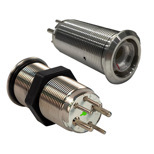 Bluewater 19mm Inrush Push Button Switch Momentary Off(On)(On) - Blue/Red/Green LED - Switch Body Only [9057-2123] - Image 1