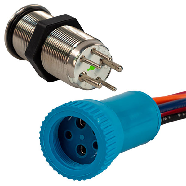 Bluewater 19mm Push Button Switch - Off/(On)/(On) Double Momentary Contact - Blue/Green/Red LED - 1' Lead [9057-2123-1] - Image 1