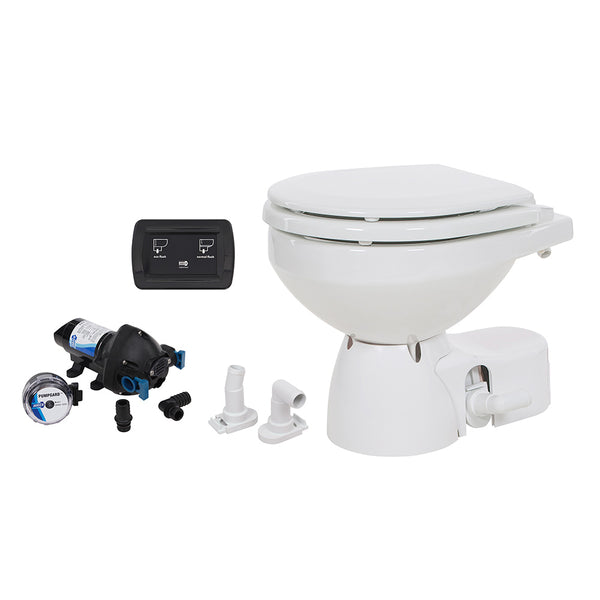 Jabsco Quiet Flush E2 Raw Water Toilet Compact Bowl - 24V - Soft Close Lid [38245-3094RSP] - Image 1