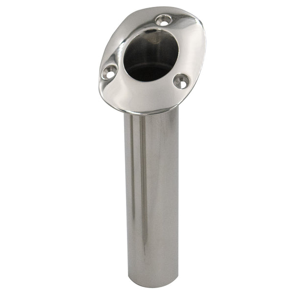 C.E. Smith 80 Series Standard Flush Mount Rod Holder - 30 Degree - Stainless Steel - Cast Bottom - Black Liner [536820C] - Image 1