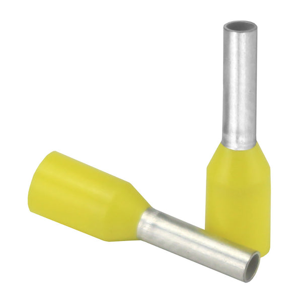 Pacer Yellow 18 AWG Wire Ferrule - 6mm Length - 25 Pack [TFRL18-6MM-25] - Image 1