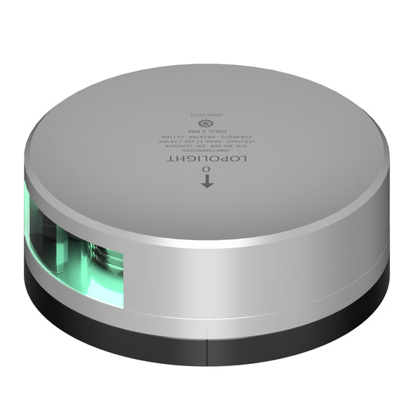 Lopolight Green Starboard Light - 2NM - Silver Housing w/FB Base [301-008-FB] - Image 1