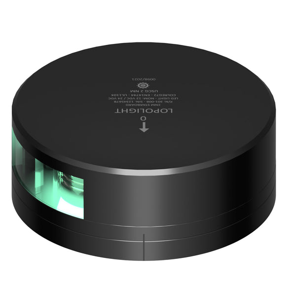 Lopolight Green Starboard Light - 2NM - Black Housing w/FB Base [301-008-FB-B] - Image 1