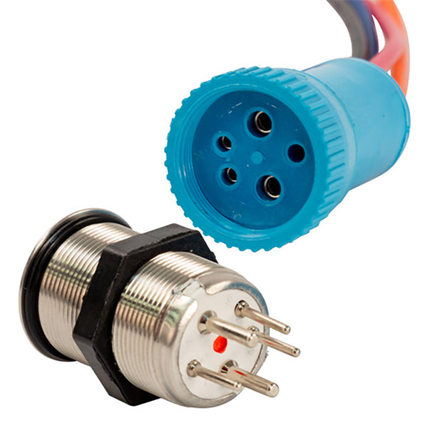 Bluewater 22mm Push Button Switch - Off/On Contact - Blue/Red LED - 4' Lead [9059-1113-4] - Image 1