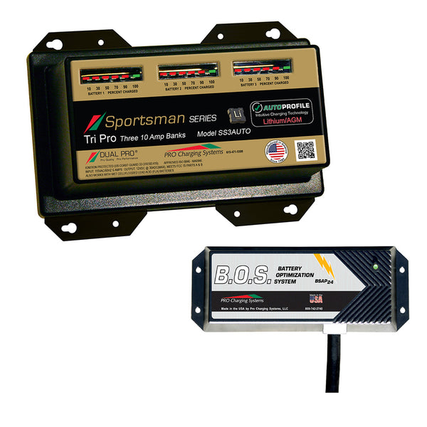 Dual Pro SS3 Auto 3 Bank Battery Charger w/3 Bank B.O.S. [SS3AUTO/BOS12V3] - Image 1