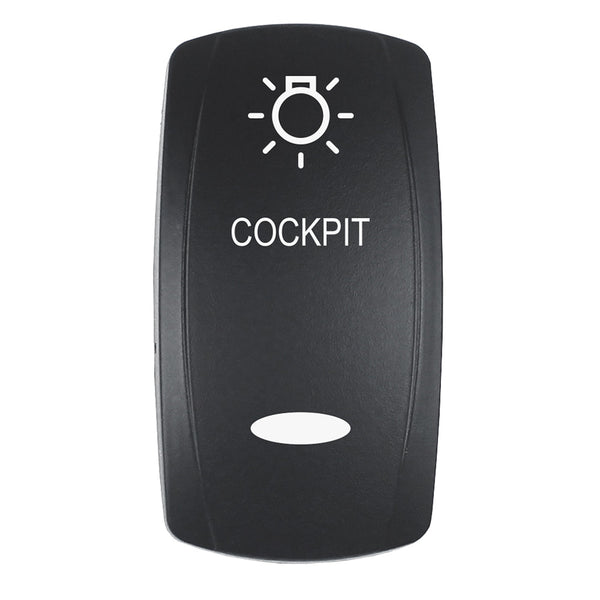 Pacer Actuator - 'COCKPIT' f/V Series Contura Switches - Black - Laser Etched (Top/Bottom Light) [EV2LE-CKPT] - Image 1