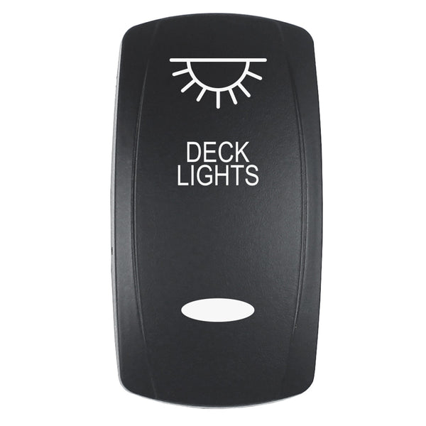 Pacer Actuator - 'DECK LIGHTS' f/V Series Contura Switches - Black - Laser Etched (Top/Bottom Light) [EV2LE-DECK] - Image 1