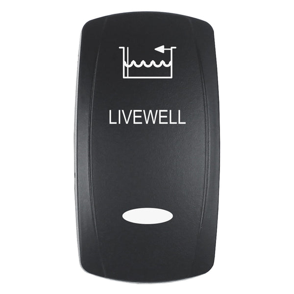 Pacer Actuator - 'LIVEWELL' f/V Series Contura Switches - Black - Laser Etched (Top/Bottom Light) [EV2LE-LVWL] - Image 1