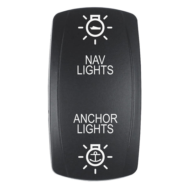 Pacer Actuator - 'NAV/ANC' f/V Series Contura Switches - Black - Laser Etched (Top/Bottom Light) [EV2LE-NAVANC] - Image 1