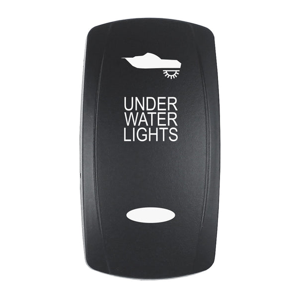 Pacer Actuator - 'UNDER WATER LIGHTS' f/V Series Contura Switches - Black - Laser Etched (Top/Bottom Light) [EV2LE-UW] - Image 1