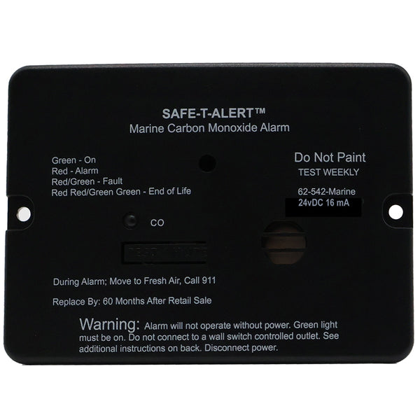 Safe-T-Alert 62 Series Marine Carbon Monoxide Alarm - 24V Flush Mount - Black [62-542-BL-MARINE-24V] - Image 1