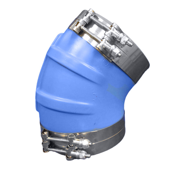 Trident Marine ID 45 Degree Blue Silicone Molded Wet Exhaust Elbow w/4 T-Bolt Clamps [240V10000-S/S] - Image 1