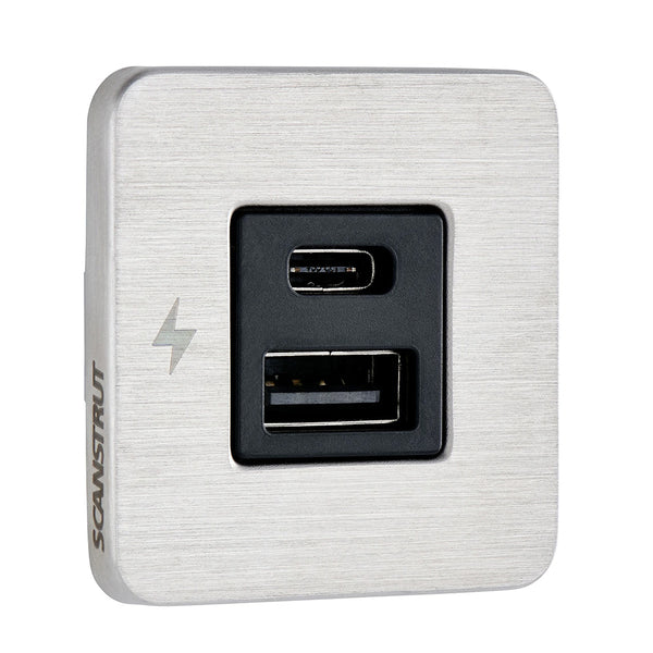 Scanstrut TILE USB-A/USB-C Interior Charging Socket - 12/24V - Stainless Steel Bezel [SC-TILE-11] - Image 1