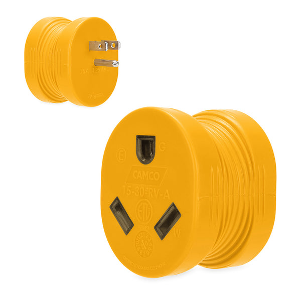 Camco Power Grip RV Adapter - 15Amp Male/30Amp Female [55223] - Image 1