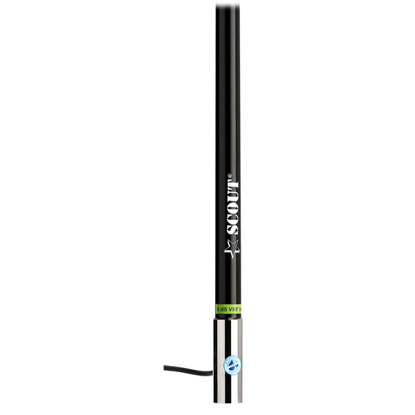 Scout 8' Black VHF Antenna 6dB Heavy Stainless Steel Ferrule w/6M RG-8x Includes PL-259 Heavy Duty Offshore Antenna KS-43 [PF AN NVHF00021T] - Image 2