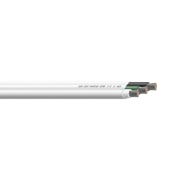 Sea-Dog 6/3 AWG Flat Triplex Wire - White/Green/Black - 50' [8006301] - Image 1