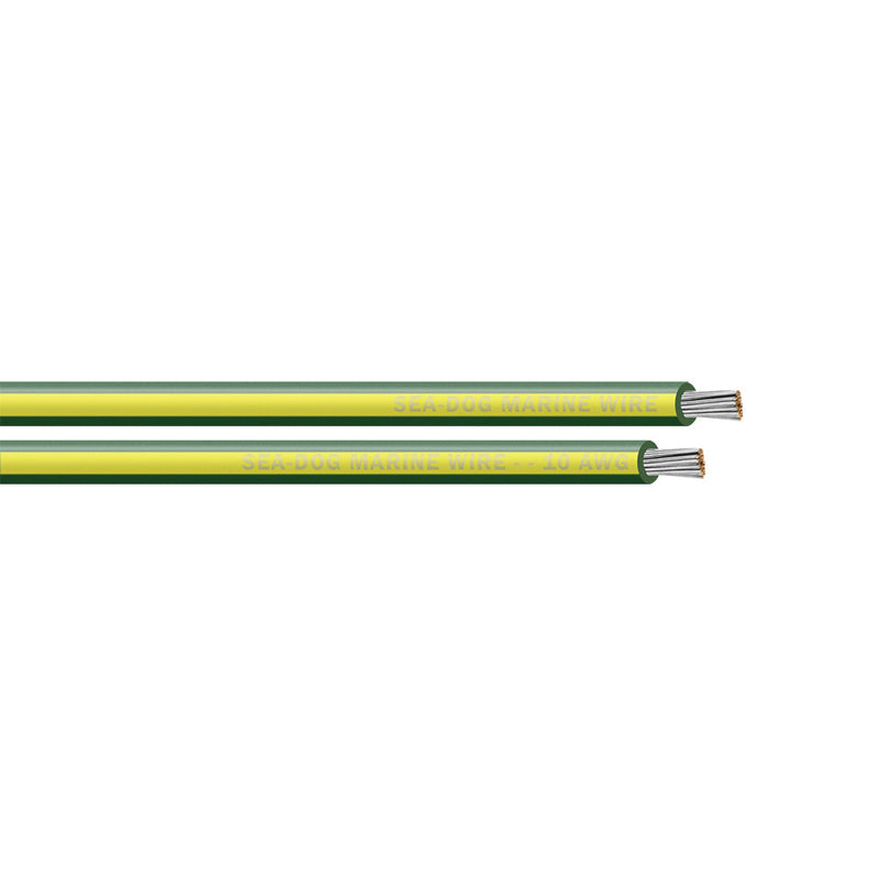 Sea-Dog 10 AWG Green/Yellow Stripe Primary Wire - 25' [8010140]