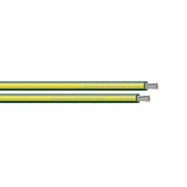 Sea-Dog 10 AWG Green/Yellow Stripe Primary Wire - 500' [8010147] - Image 1