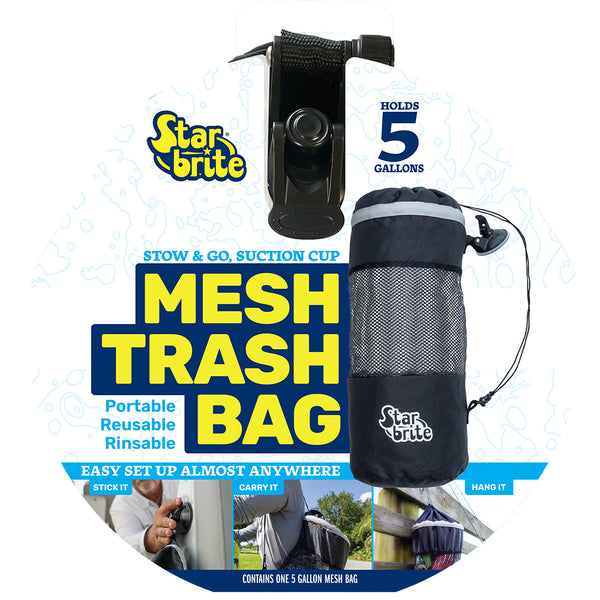 Star brite Mesh Trash Bag w/Locking Suction Cup  Litter Guard Cinch Tie - 5 Gallons [52074] - Image 1