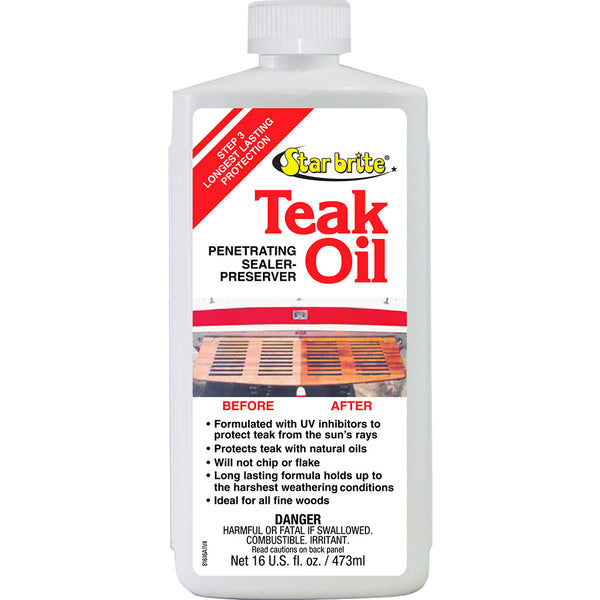 Star brite Teak Oil - Long Lasting, Penetrating, Sealer,  Preserver w/UV Inhibitors - 16 oz [81616] - Image 1