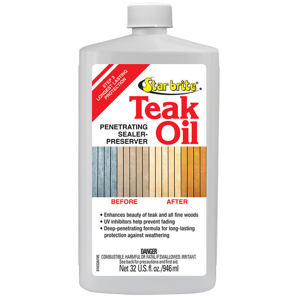 Star brite Teak Oil - Long Lasting, Penetrating, Sealer,  Preserver w/UV Inhibitors - 32 oz [81632] - Image 1