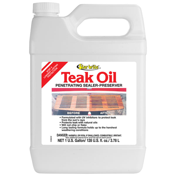 Star brite Teak Oil - Long Lasting, Penetrating, Sealer,  Preserver w/UV Inhibitors - 1 Gallon [81600] - Image 1