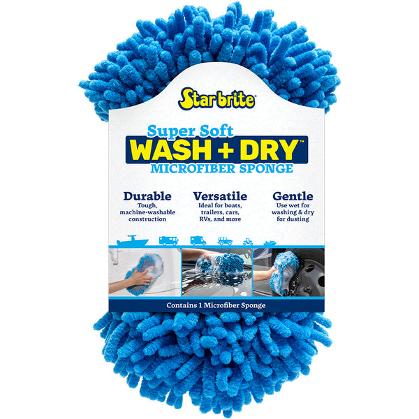 Star brite Microfiber Reggae Sponge - Blue, Dual-Sided Scrubbing  Dusting [40078] - Image 1
