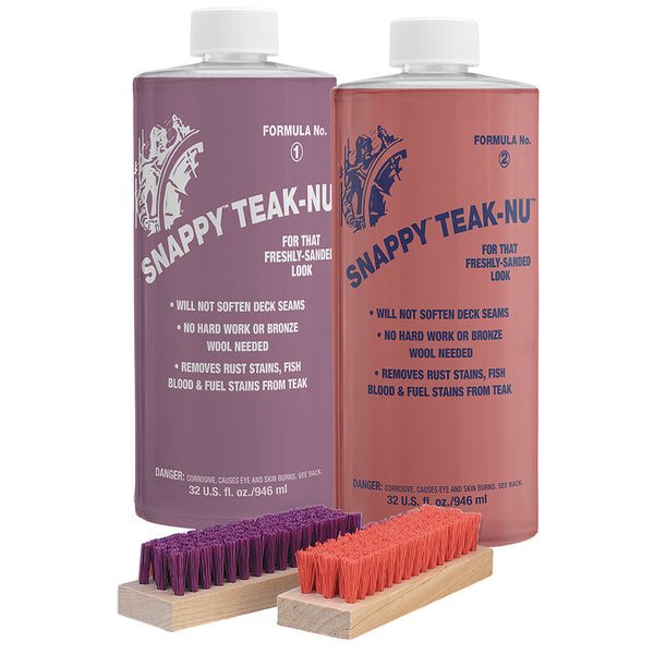 Snappy Teak-Nu Kit - 32 oz w/Formula No. 1 - 32 oz, Formula No. 2 - 32 oz,  Bristle Brush [STN-QKIT] - Image 1
