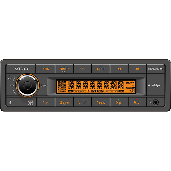 VDO 24V Radio w/FM RDS Tuner MP3/WMA/USB/Bluetooth - Orange Illumination [TRW323UB-OR] - Image 1
