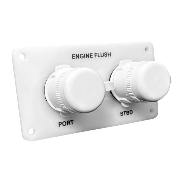 Flushmaster Flush Port Reroute Dual Outlet - White Acrylic Plate - Horizontal - 1/2' Barb [SM-QCR2WH12] - Image 1