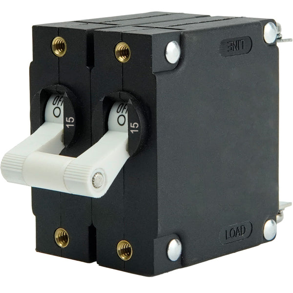 Egis A Series White Toggle Panel Mount Circuit Breaker - Dual Pole 15A [3202-15] - Image 1