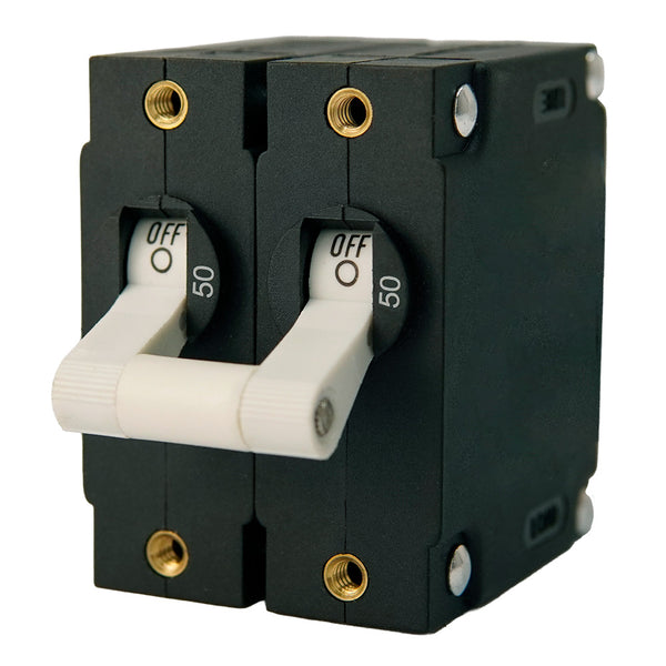 Egis A Series White Toggle Panel Mount Circuit Breaker - Dual Pole 50A [3202-50] - Image 1