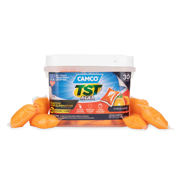 Camco TST MAX Marine/RV Toilet Treatment Drop-INs *30 Per Bucket [41183] - Image 1