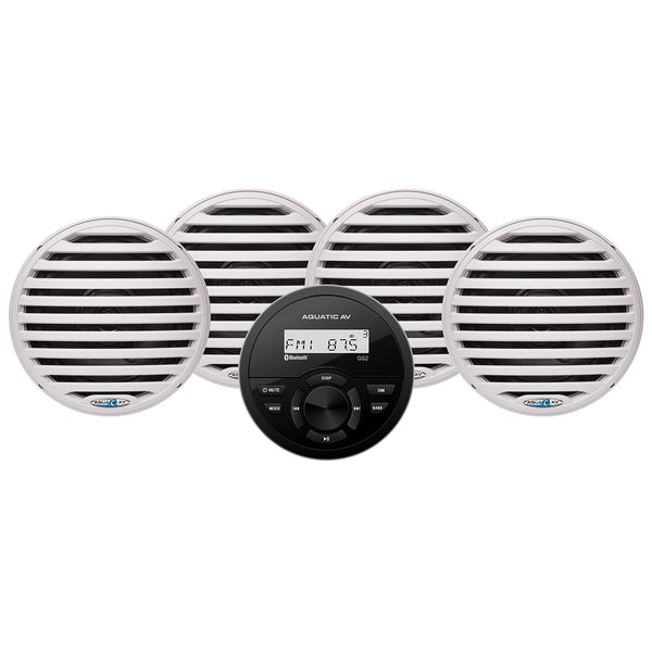 Aquatic AV GS2 Gauge Stereo  2 Pairs of EC651 65 White Speakers CK305