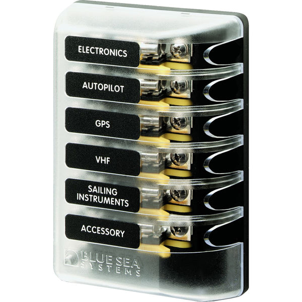 Blue Sea 5018 ST Glass Fuse Block w/out Negative Bus - 6 Circuit [5018] - Image 1