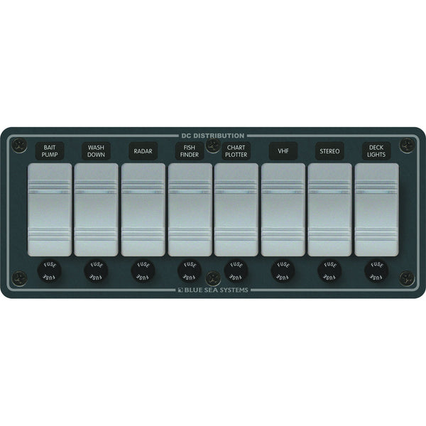 Blue Sea 8261 Waterproof Panel 8 Position  Slate Grey 8261