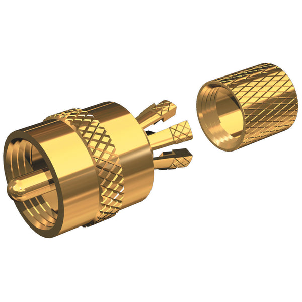 Shakespeare PL-259-CP-G - Solderless PL-259 Connector for RG-8X or RG-58/AU Coax - Gold Plated [PL-259-CP-G] - Image 1