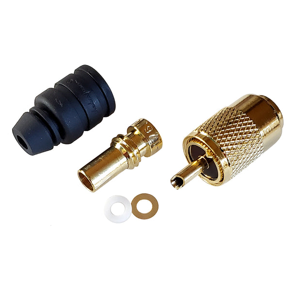Shakespeare PL-259-8X-G Solder-Type Connector w/UG176 Adapter & DooDad&reg Cable Strain Relief f/RG-8X Coax [PL-259-8X-G] - Image 1