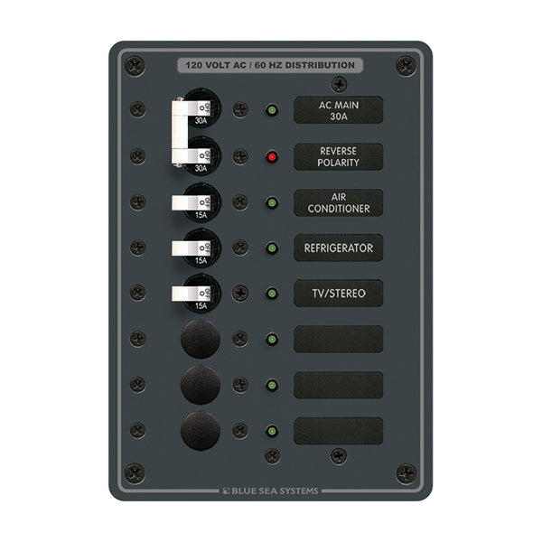 Blue Sea 8027 AC Main +6 Position Breaker Panel - White Switches [8027] - Image 1