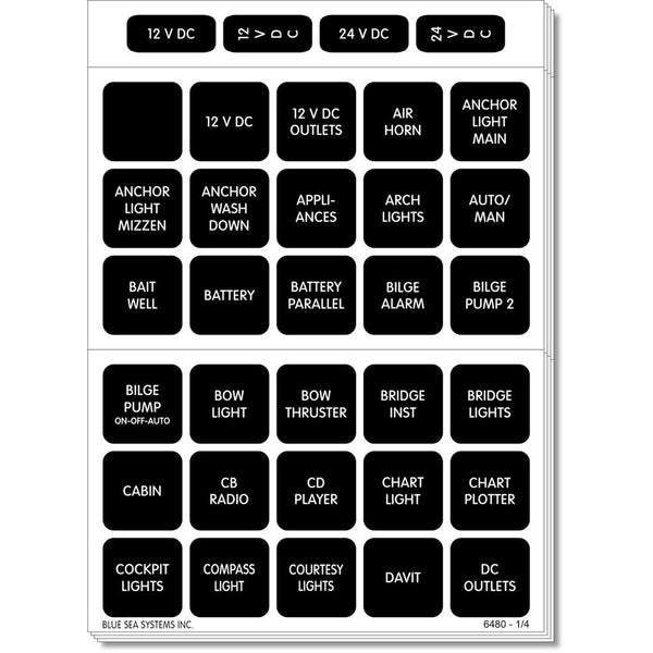 Blue Sea 4218 Square Format Label Set for Battery Management Panels - 30 [4218] - Image 1