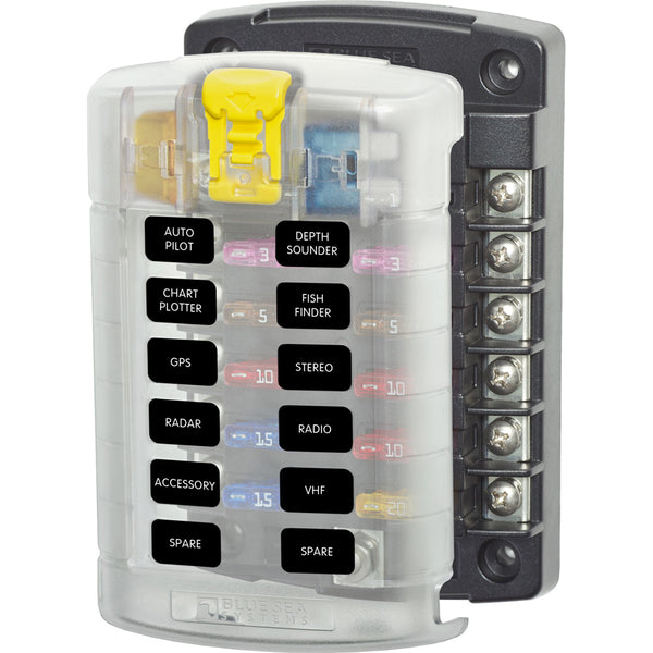 Blue Sea 5029 ST Blade Fuse Block w/Cover - 12 Circuit w/o Negative Bus [5029] - Image 1